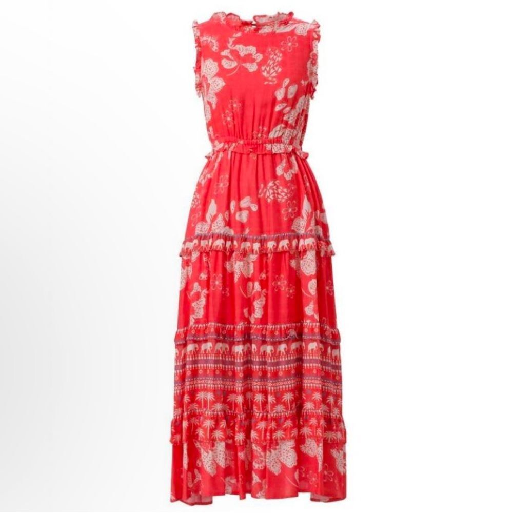 Nwt Anthropologie Emily Lovelock Rachel Maxi Dress Radiant Red sleevless